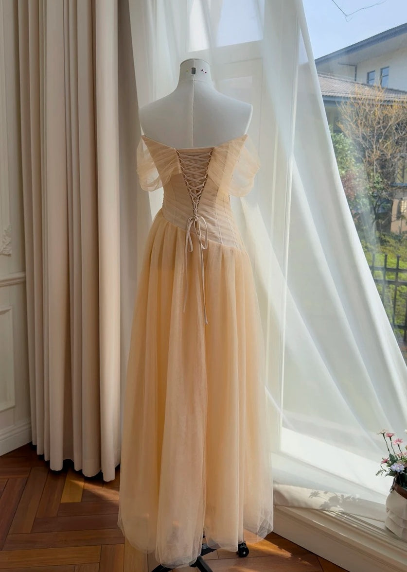 Off The Shoulder A Line Tulle Prom Dress With Sequin Appliques J10287