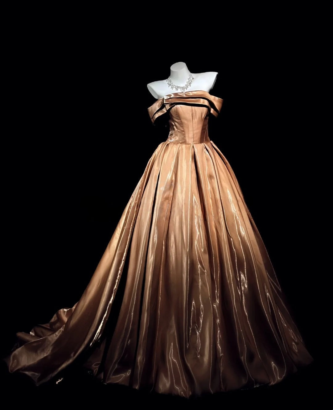 Off The Shoulder Brown Prom Dress A Line Birthday Gown J10407