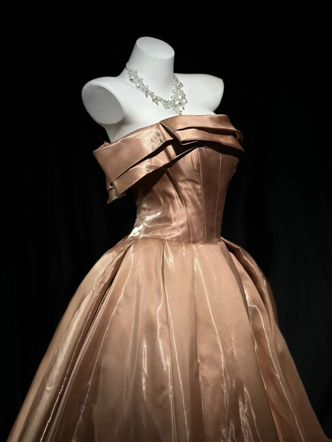 Off The Shoulder Brown Prom Dress A Line Birthday Gown J10407