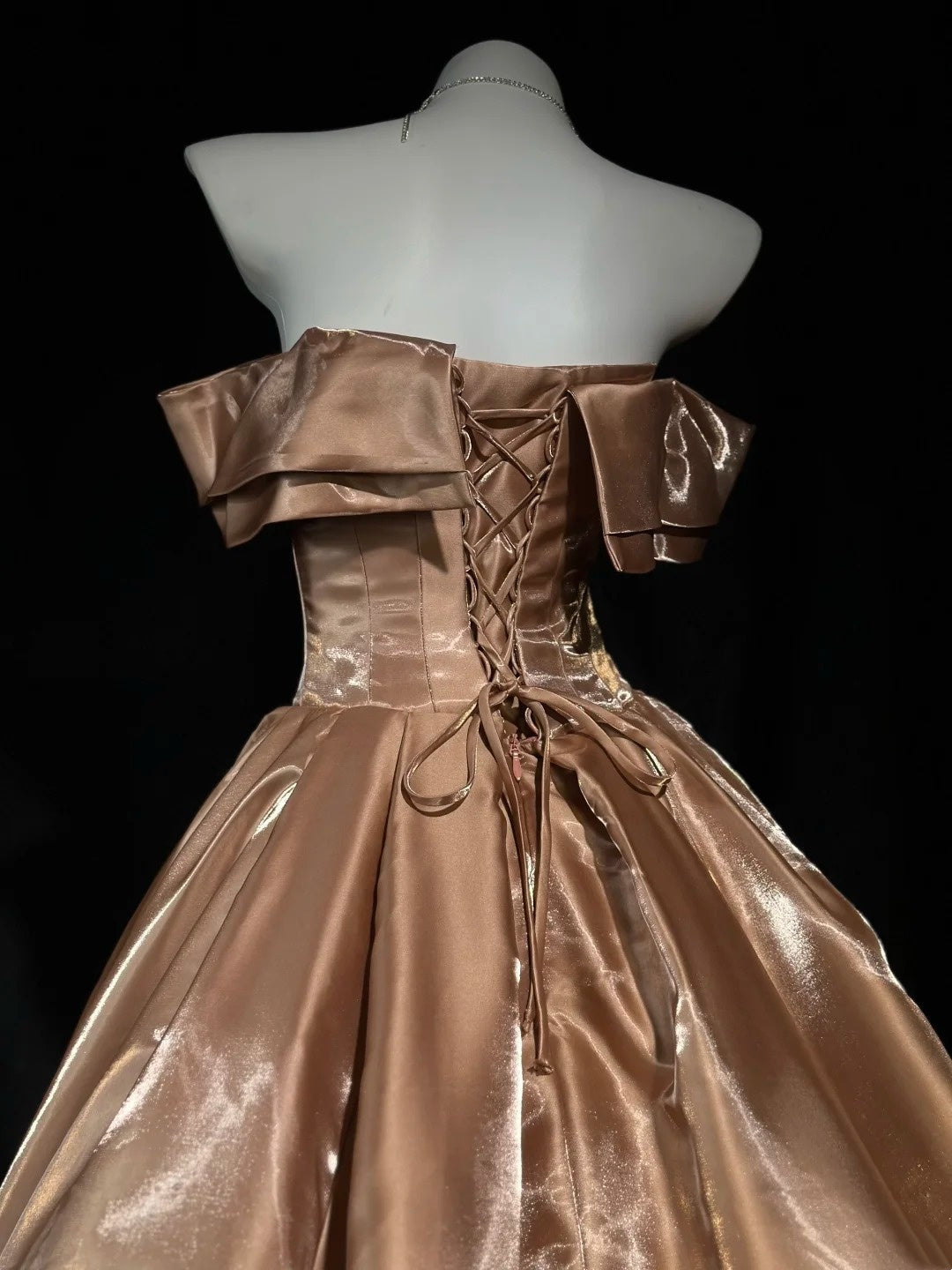 Off The Shoulder Brown Prom Dress A Line Birthday Gown J10407