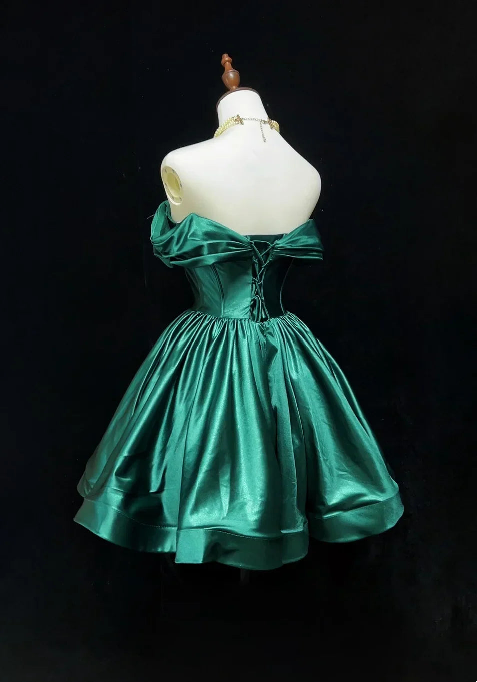 Off The Shoulder Emerald Green A Line Homecoming Dress J11029