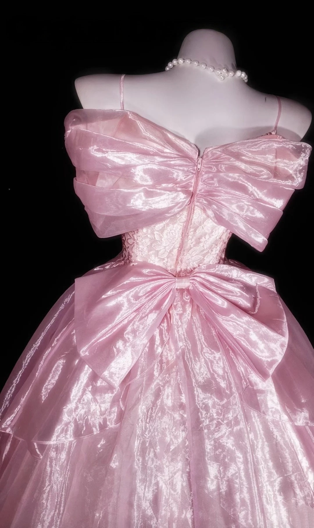 Off-the-Shoulder Pink Formal Prom Dress Organza Birthday Dress