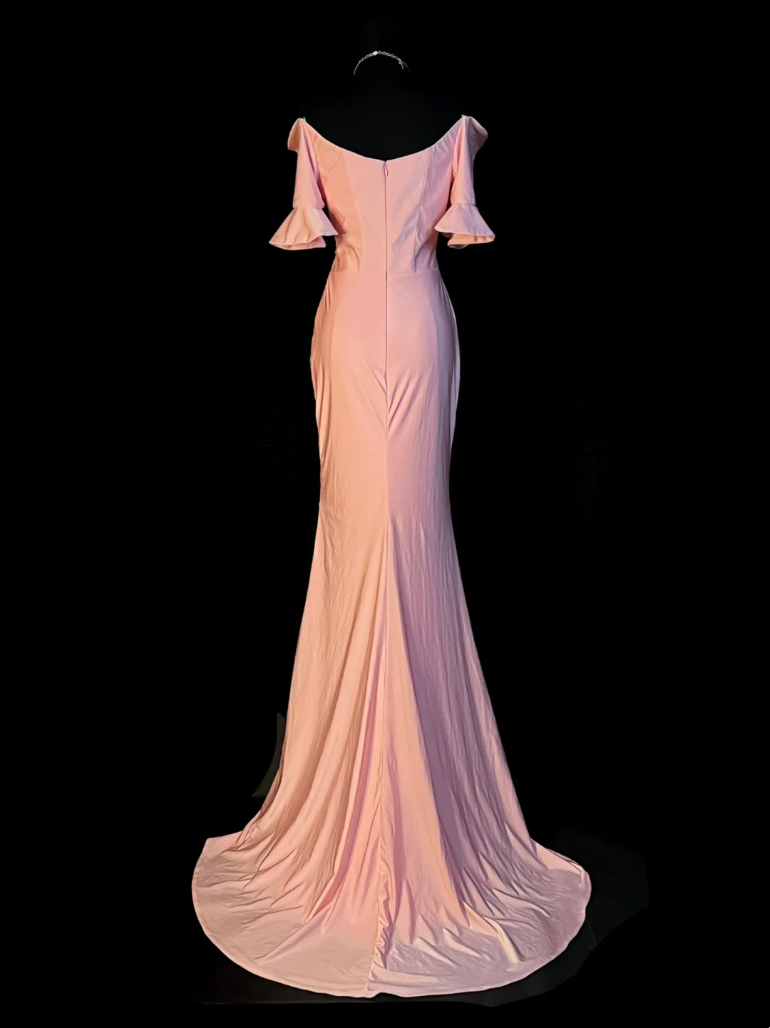 Off The Shoulder Pink Mermaid Prom Dress Satin Evening Gown J10148