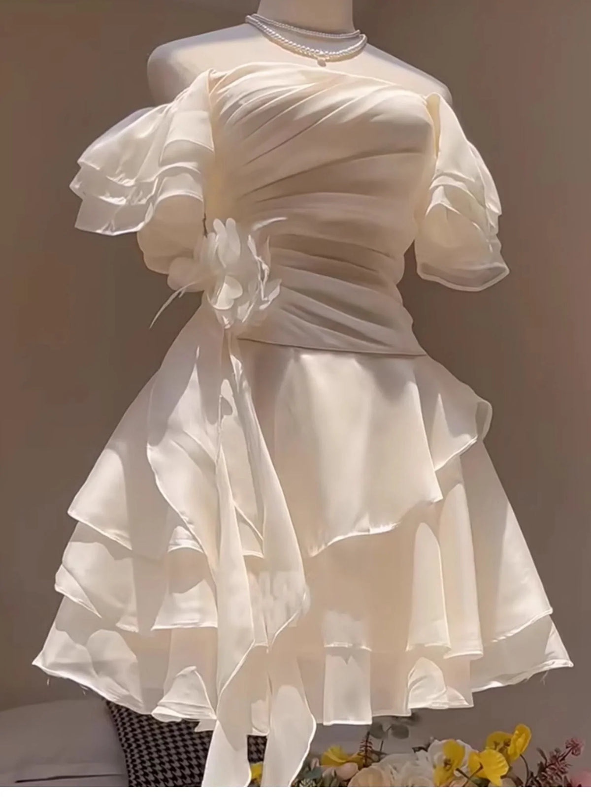 Off The Shoulder Ruffled Birthday Dress Mini Homecoming Dress J11571