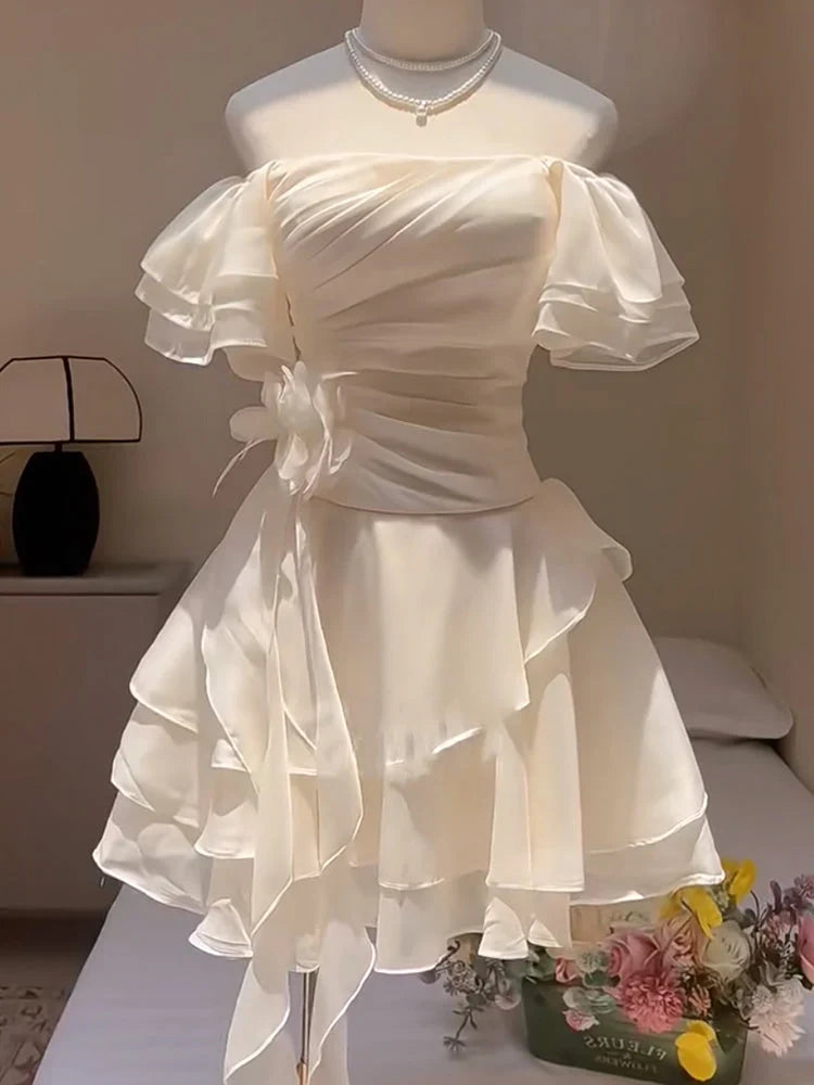 Off The Shoulder Ruffled Birthday Dress Mini Homecoming Dress J11571