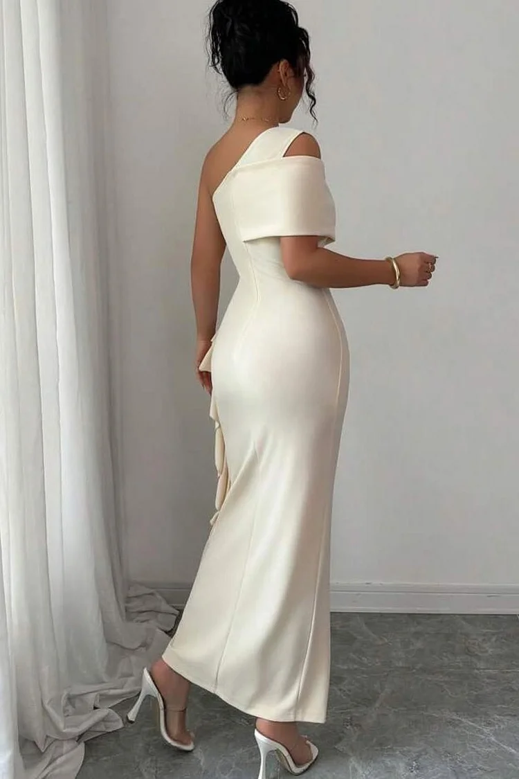 One Shoulder High Low Ruffles Mermaid Evening Bridesmaid Dresses