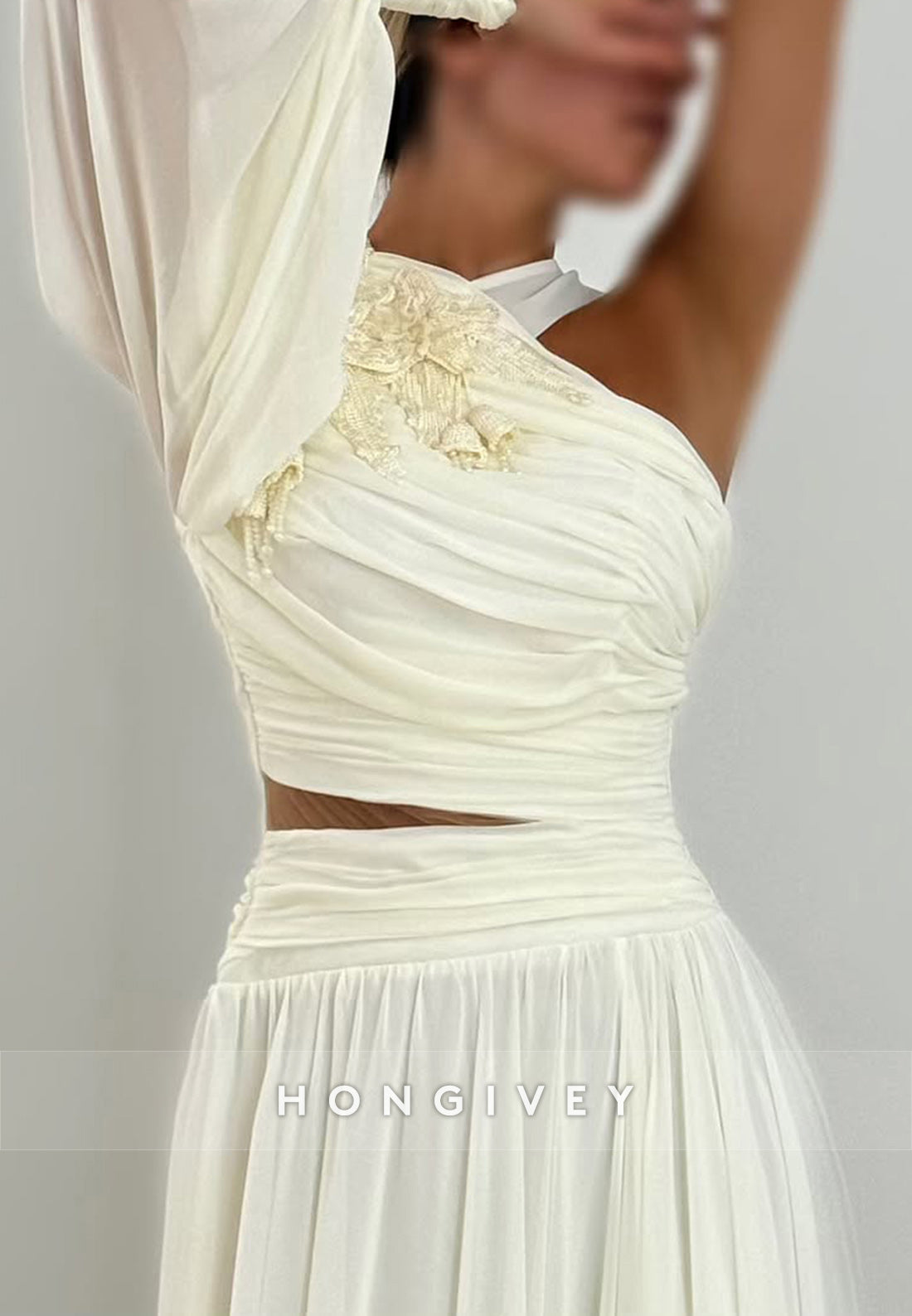 A-line Floor-Length Asymmetrical Neck Satin Formal Dresses