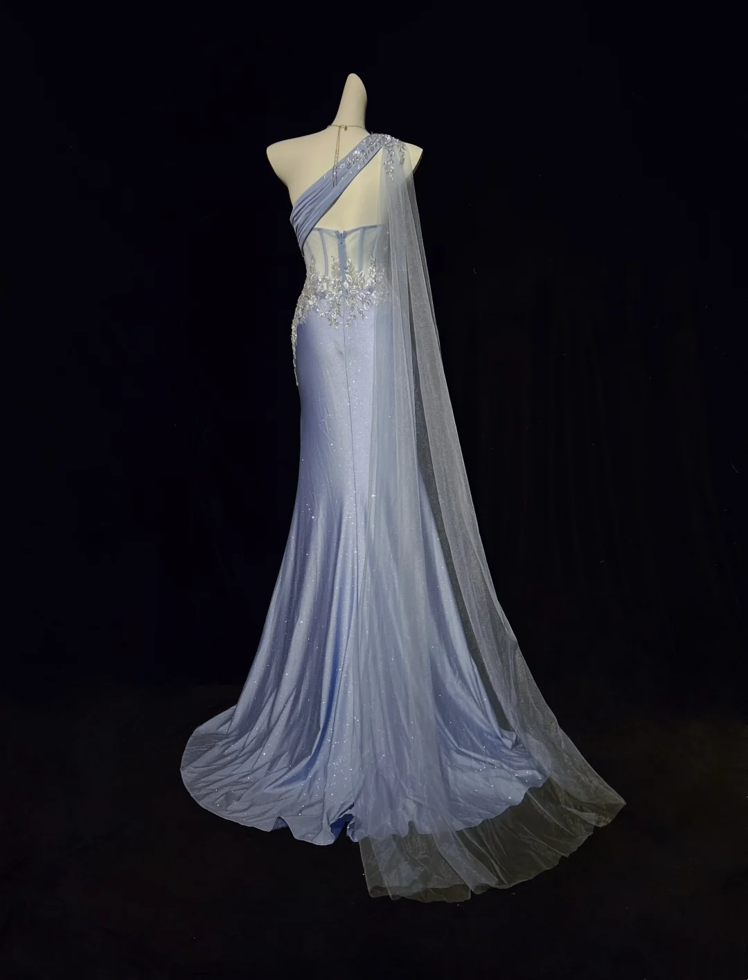 One Shoulder Mermaid Prom Dress Lilac Sparkle Evening Dress J10226