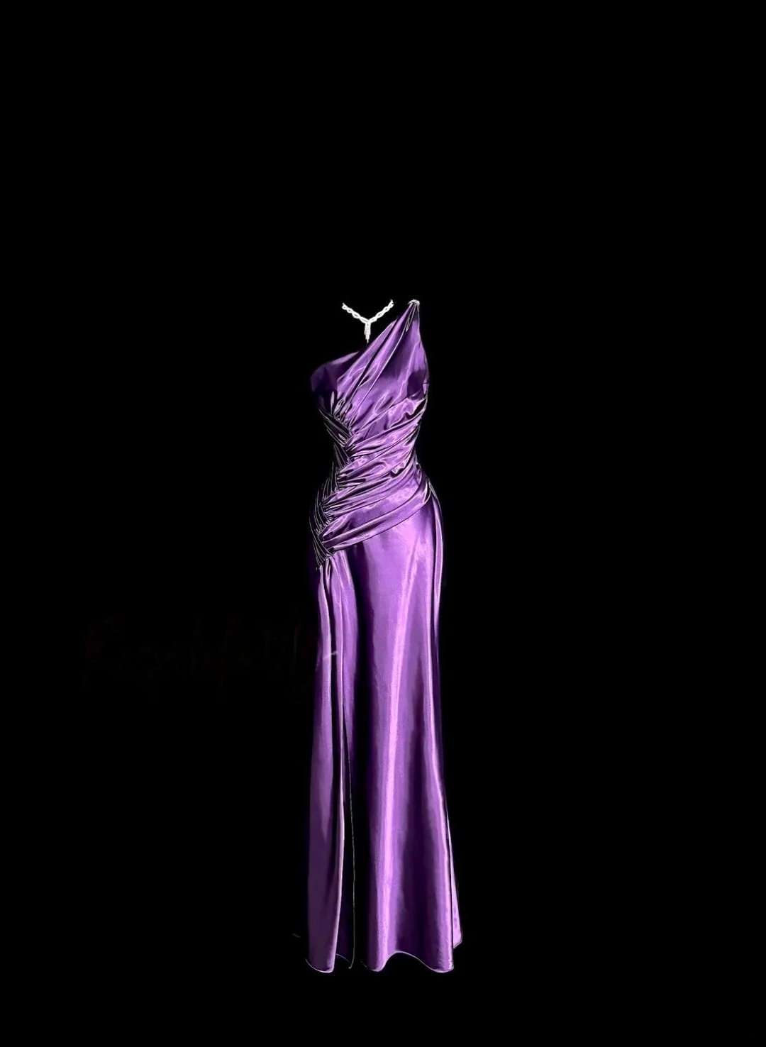 One Shoulder Purple Sheath Satin Prom Dress Sheath Bridesmaid Dresses J9894