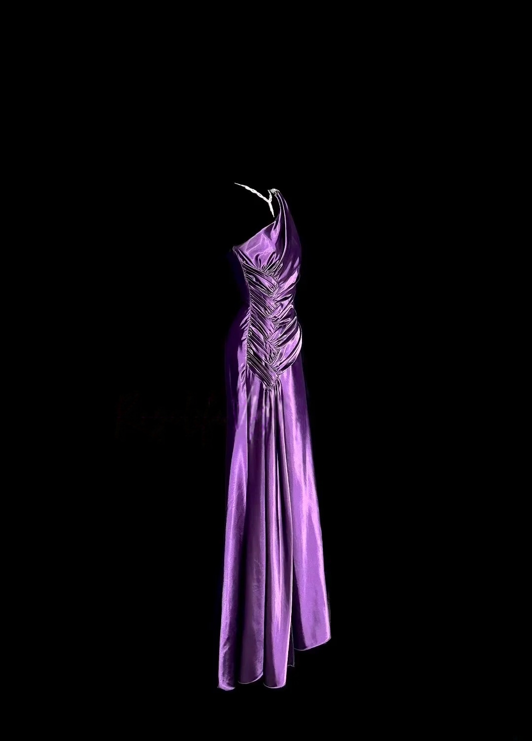 One Shoulder Purple Sheath Satin Prom Dress Sheath Bridesmaid Dresses J9894
