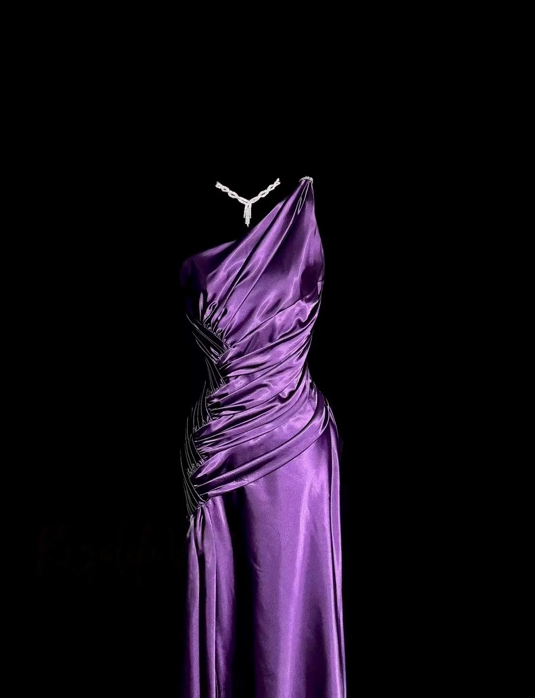 One Shoulder Purple Sheath Satin Prom Dress Sheath Bridesmaid Dresses J9894