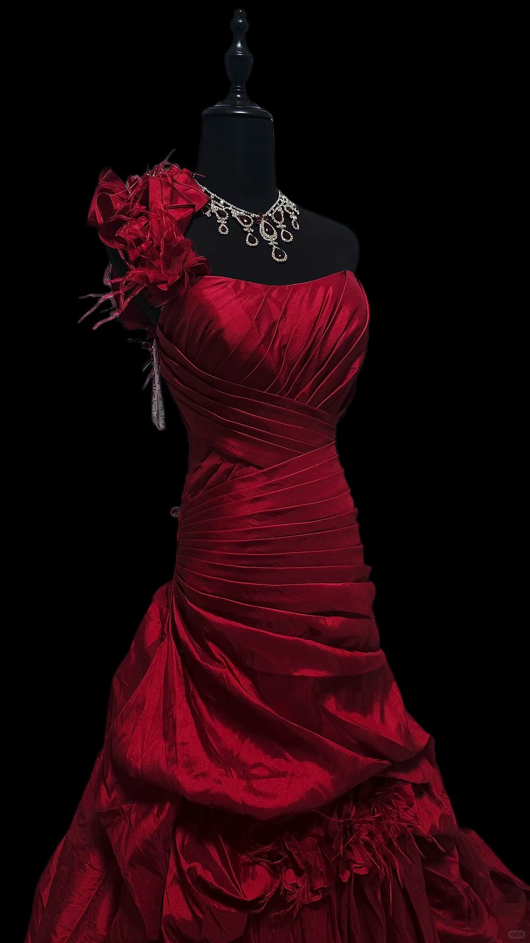 One Shoulder Red Satin Prom Dress Sheath Formal Party Gown J9709