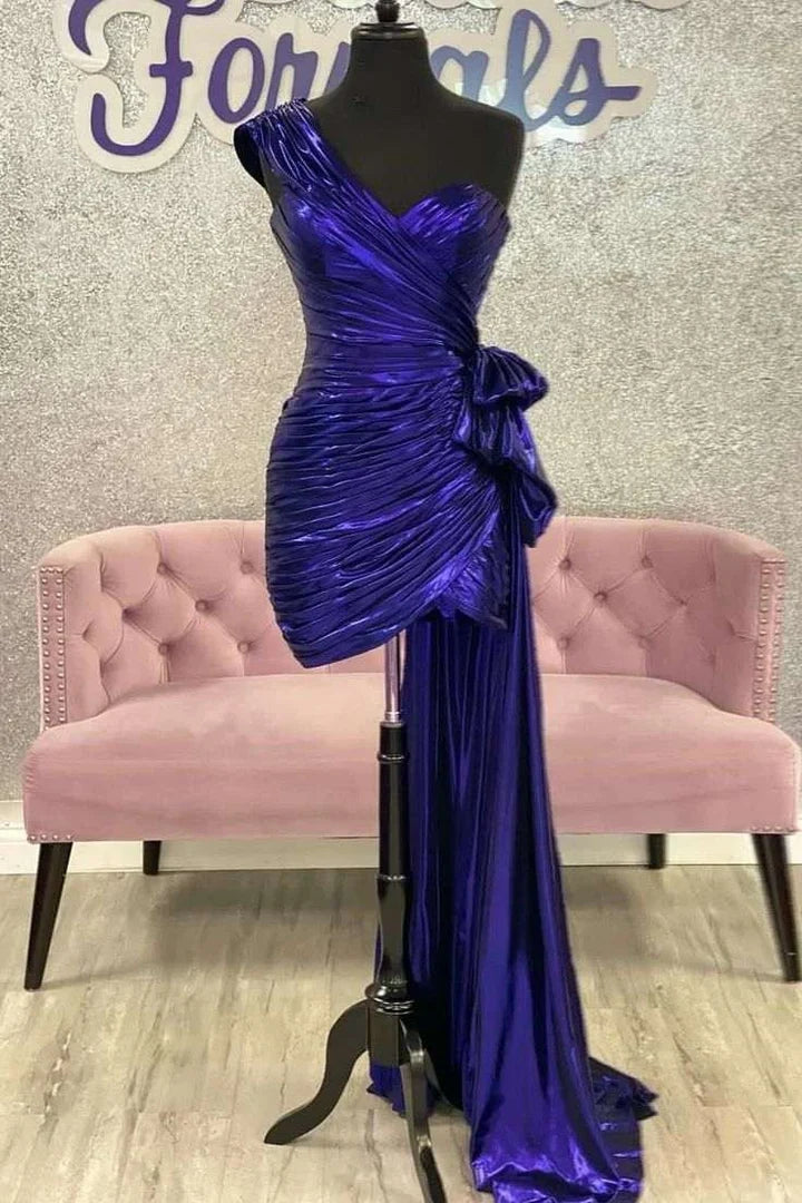 One Shoulder Sheath Homecoming Dress With Train J11438