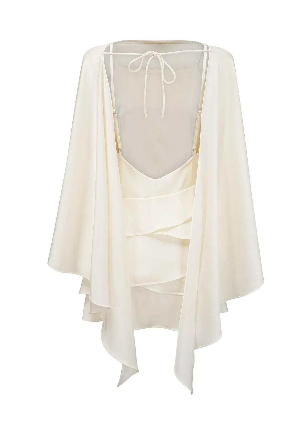Open Back A Line Ivory Satin Birthday Outfit J11691