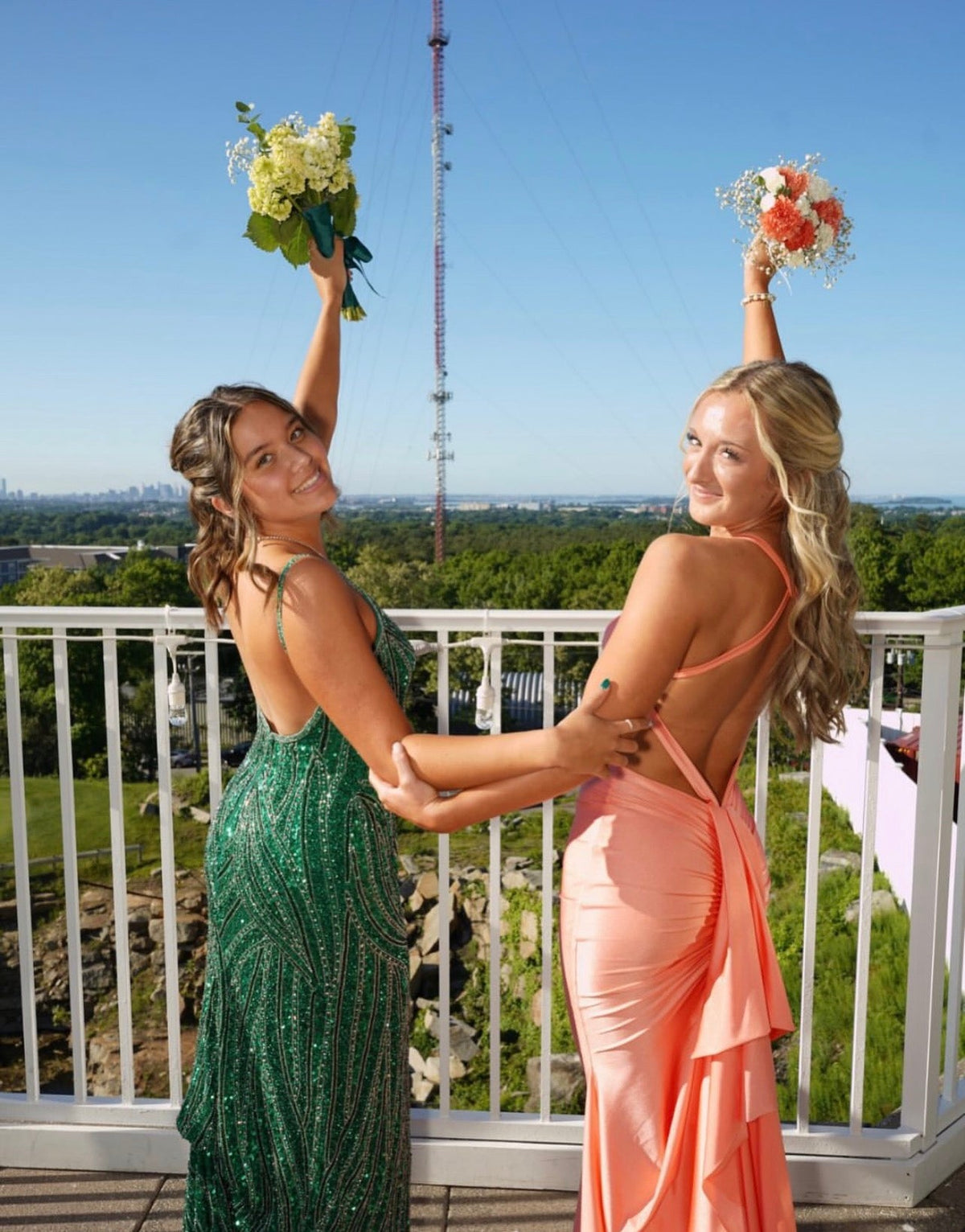 Open Back Peach Satin Mermaid Prom Dress Formal Evening Gown J10722