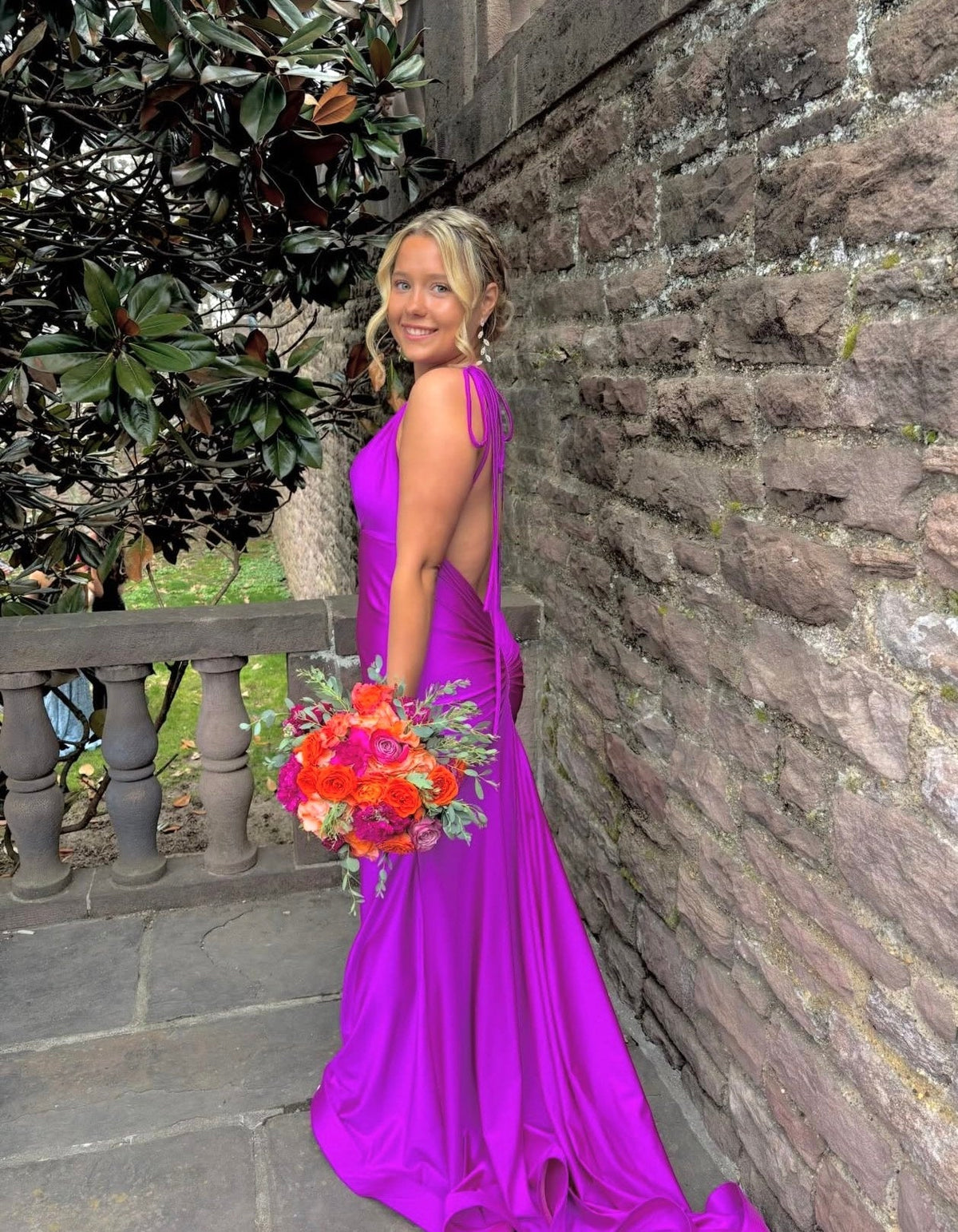 Open Back Satin Mermaid Formal Prom Dress J10022