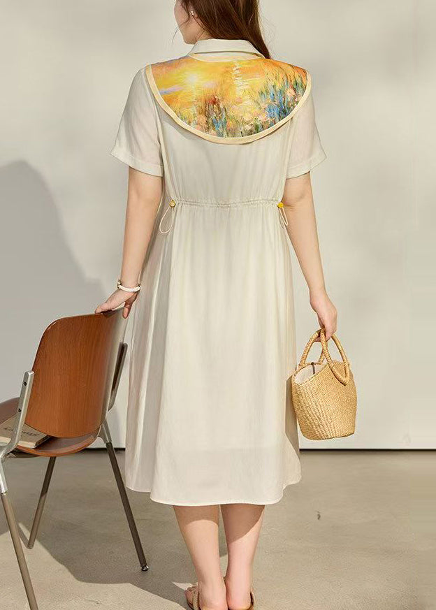 Organic Apricot Cinched Cotton Long Dresses Summer