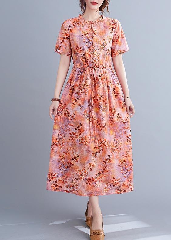 Organic Print Tie Waist Chiffon Ruffled Summer Maxi Dress ( Limited Stock)