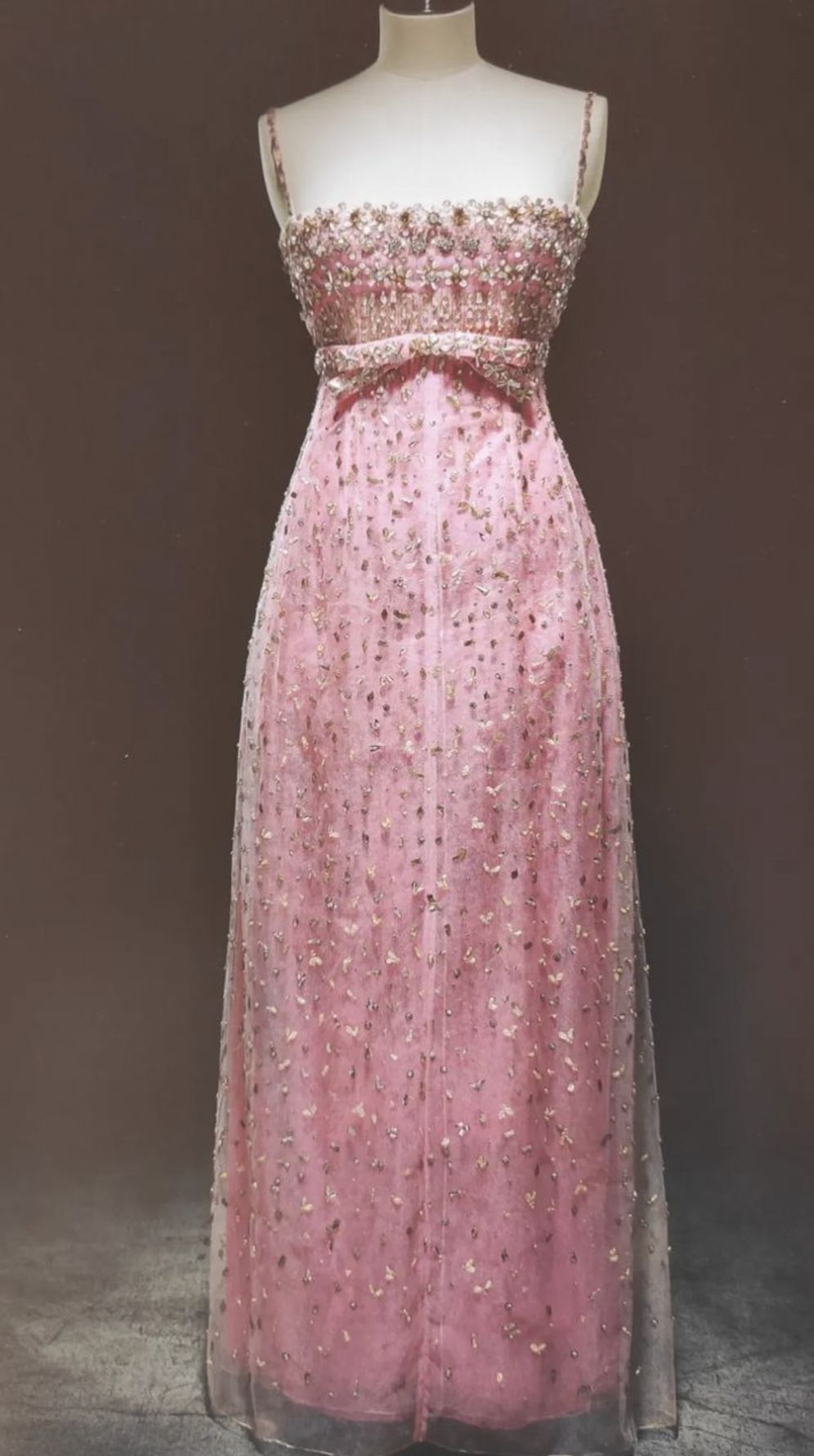Gorgeous Pink Slim Sequined Beads Tulle Long Prom Dress Evening Dress