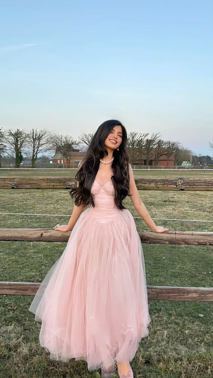 Dreamy Pink A-Line Suspender Tulle Long Prom & Evening Dress Bridesmaid Dress - View 5 | FashionDia