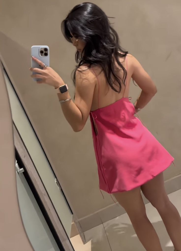 Sexy Open Back Rose Pink Drawstring Satin Birthday Party Homecoming Dress