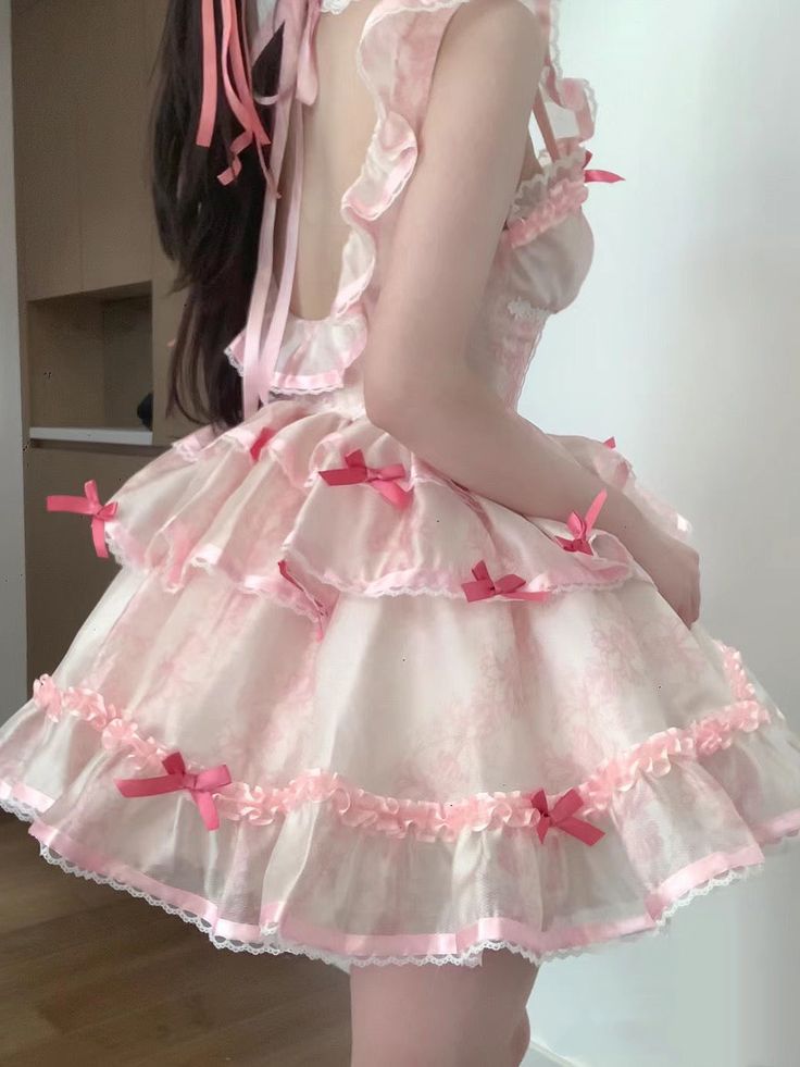 Sweet Pink Open Back Large U Neck Multi-layered Skirt Tulle A-Line 16th Birthday Homecoming Dress - View 3 | FashionDia