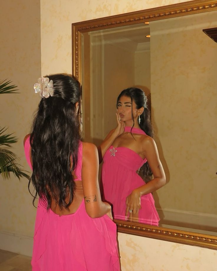 Sexy Rose Pink Halter Tube Chiffon Irregular Skirt Birthday Party Homecoming Dress - View 2 | FashionDia