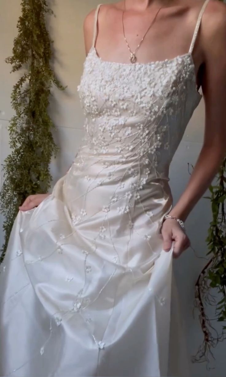 Vintage White A-line Halter Square Neck Satin Long Prom Dress Evening Dress Bridesmaid Dress