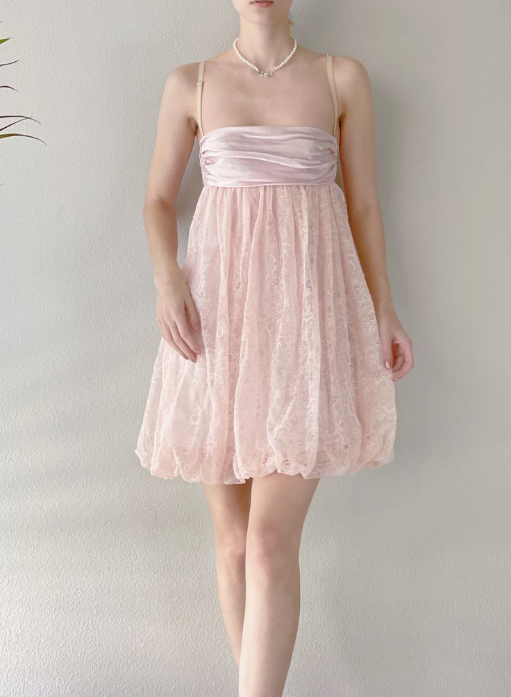 Sweet And Elegant Light Pink Suspender Lace Bow Bud 16th Birthday Homecoming Dress - View 4 | FashionDia