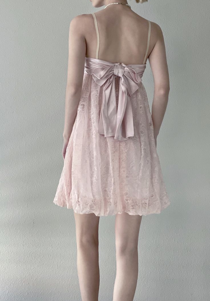 Sweet And Elegant Light Pink Suspender Lace Bow Bud 16th Birthday Homecoming Dress - View 6 | FashionDia