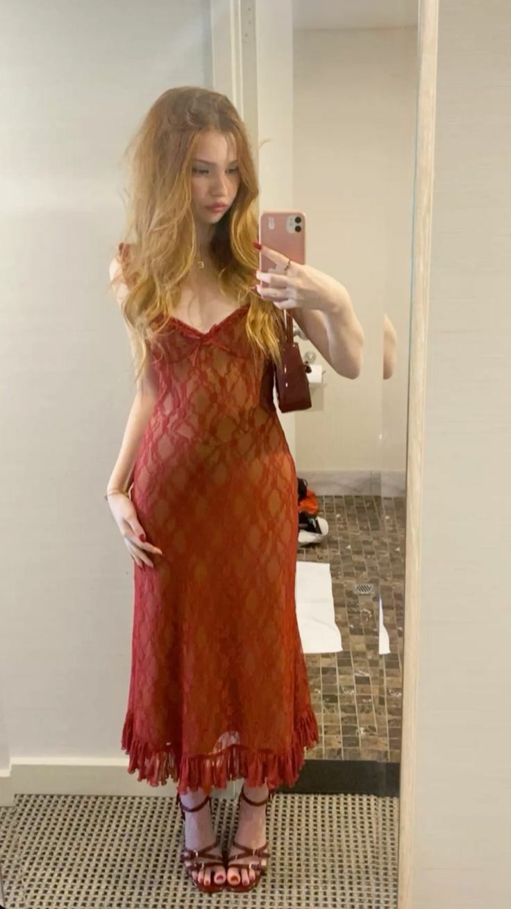 Vintage Brick Red Mermaid Deep V Halter Lace Ankle-Length Prom Dress