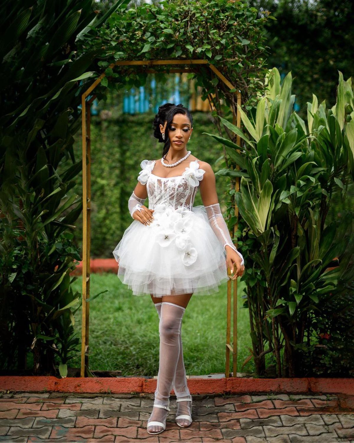 Cute White 3D Flower Tulle A-line 16th Birthday Homecoming Dress