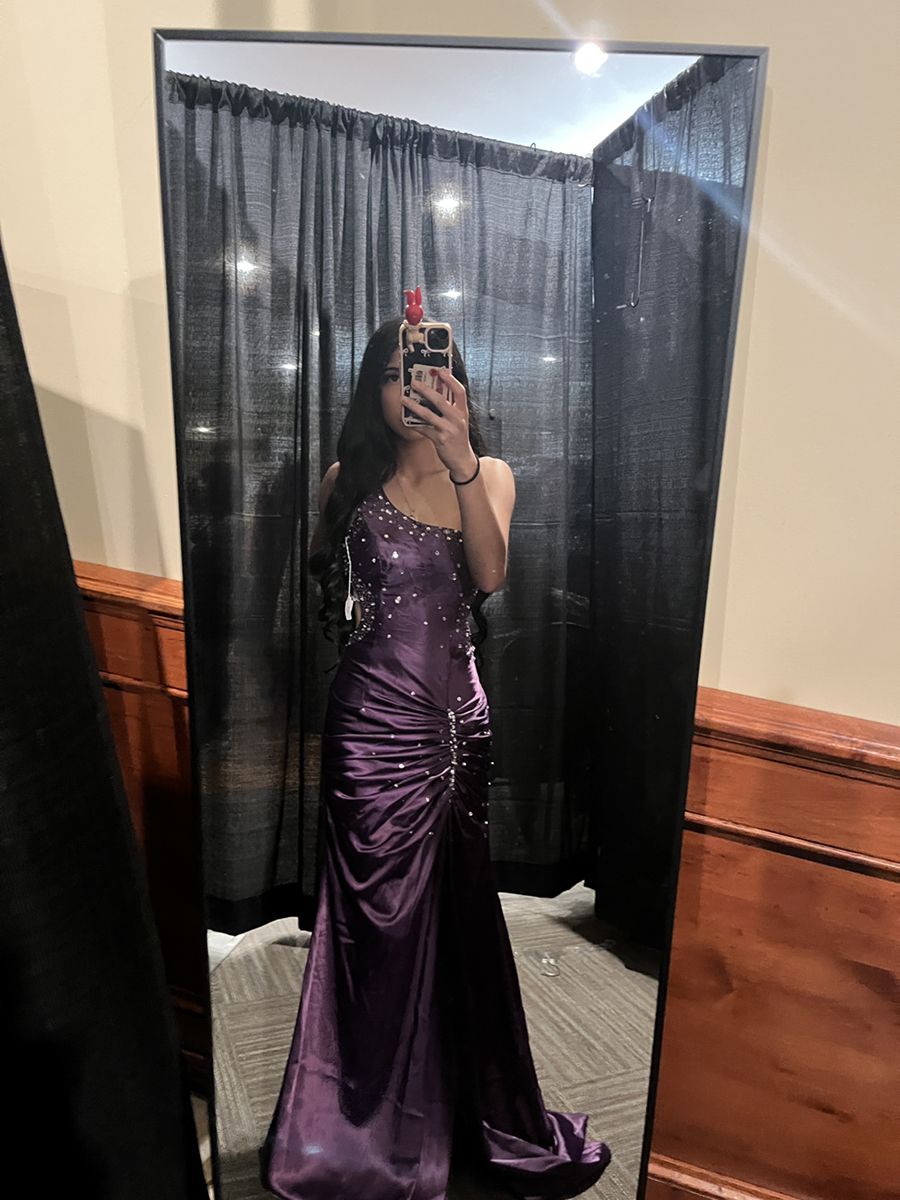 Vintage Deep Purple Mermaid One-shoulder Satin Long Prom Dress Evening Dress