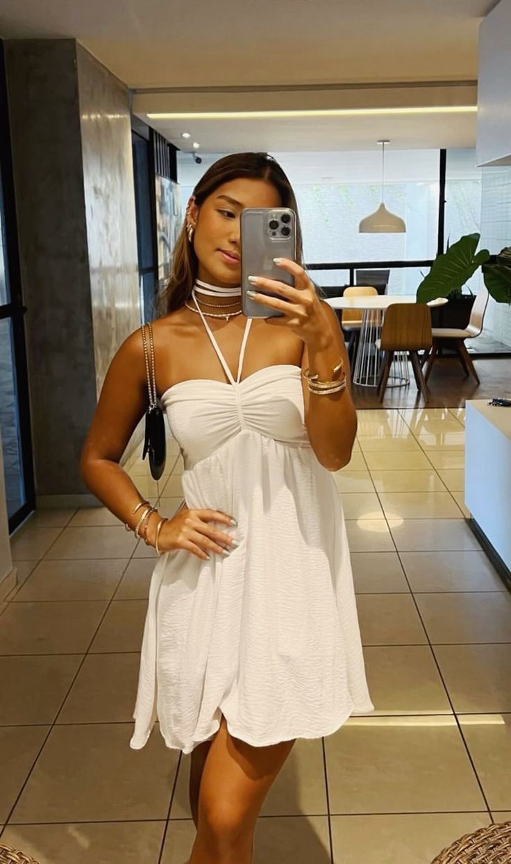 Simple White Halter Neck Tube Top Collar 17th Birthday Homecoming Dress