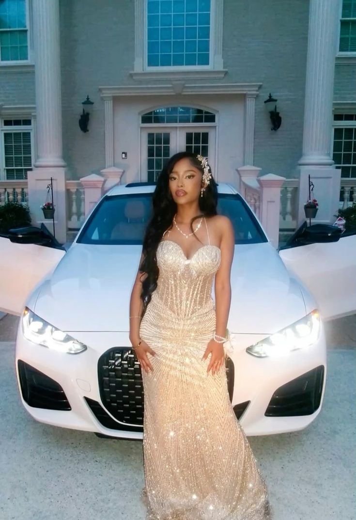 Luxurious Champagne Gold Mermaid Halter Neck Sequined Long Prom Dress Evening Dress
