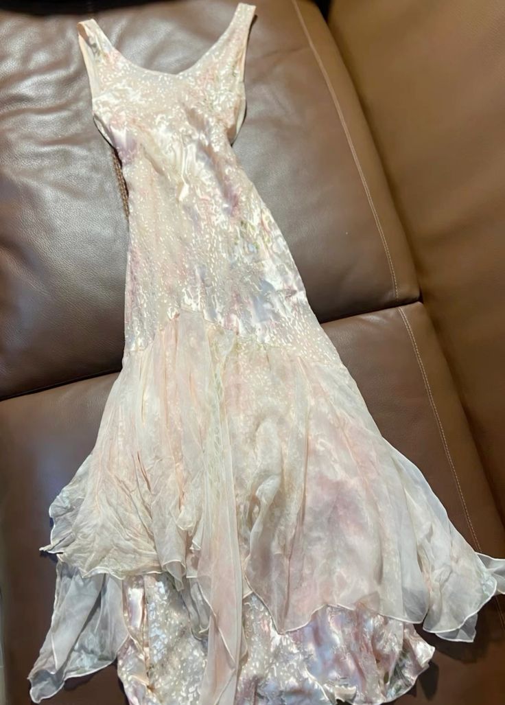 Dreamy Light Pink Gradient Floral Print Mermaid Shoulder Strap Chiffon Long Prom Dress Evening Dress