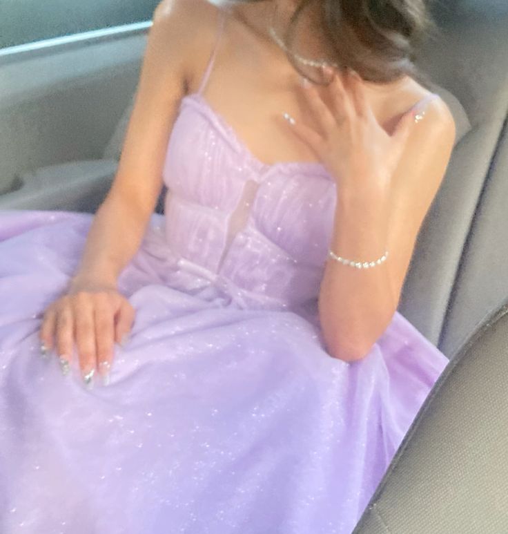 Elegant Purple A-Line Spaghetti Strap Sequined Tulle Long Prom & Evening Dress Bridesmaid Dress - View 3 | FashionDia