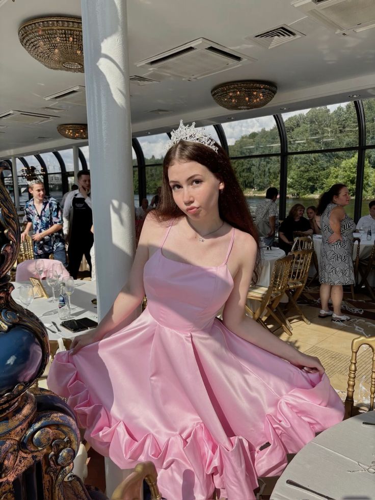 Sweet Pink Backless Ruffled A-line Satin 17th Birthday Homecoming Dress cc4316