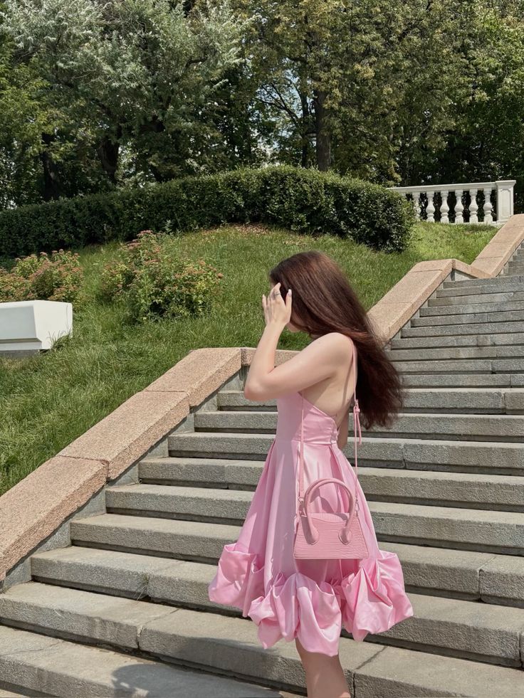 Sweet Pink Backless Ruffled A-Line Satin 17th Birthday Homecoming Dress - View 5 | FashionDia