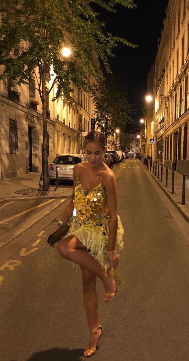 Gorgeous Gold Deep V Strap Sequin Feather Birthday Party Homecoming Dress - FashionDia