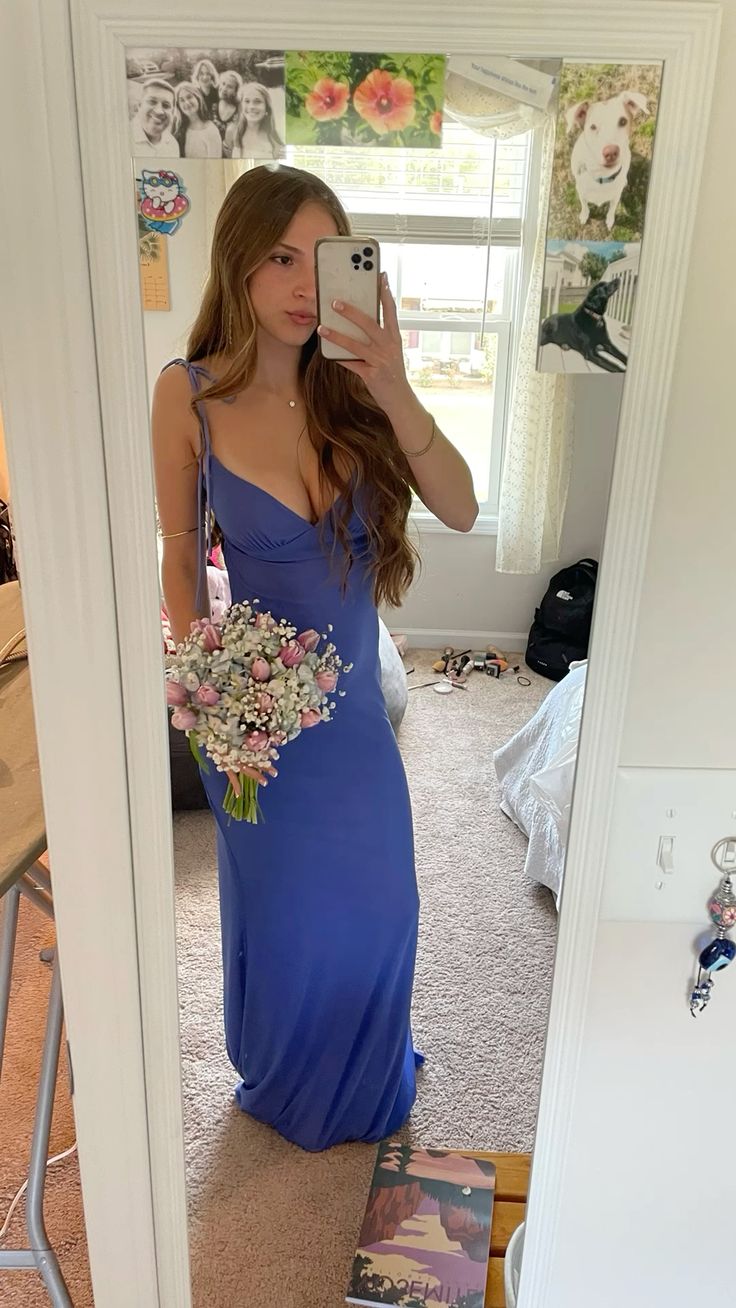 Elegant Mermaid V-neck Backless Chiffon Long Prom Dress Evening Dress Bridesmaid Dress