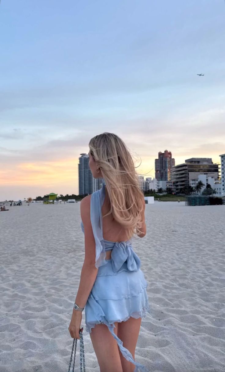 Fresh Light Blue Backless Bow Chiffon Birthday Party Homecoming Dress cc4348