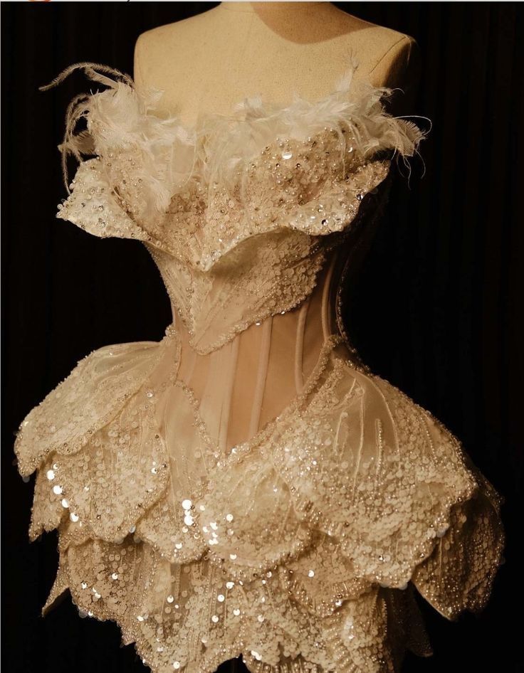 Luxury Palace Tube Top Feather Sequin Waist 17th Birthday Homecoming Dress - FashionDia