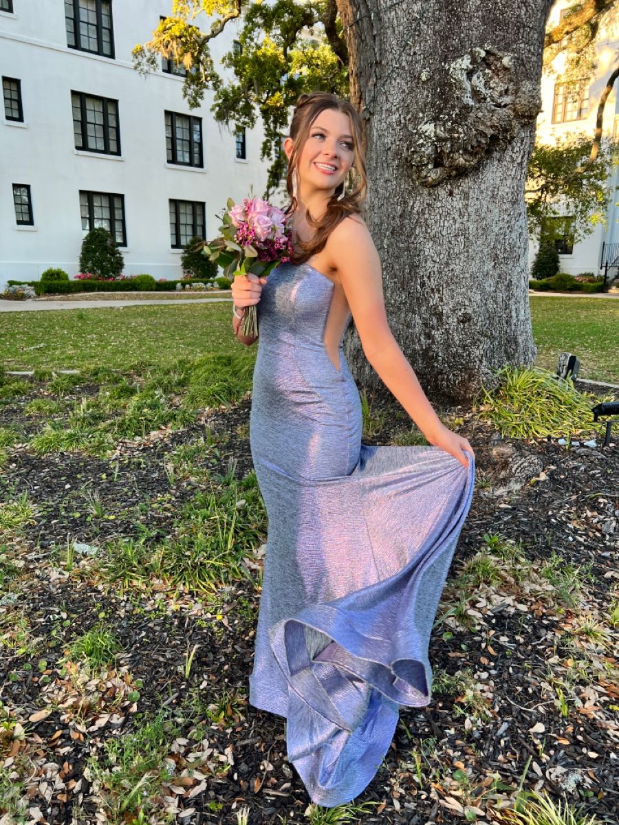 Elegant Purple Mermaid One-Shoulder Sparkling Satin Long Prom & Evening Dress Bridesmaid Dress - View 4 | FashionDia