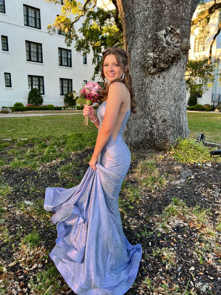 Elegant Purple Mermaid One-Shoulder Sparkling Satin Long Prom & Evening Dress Bridesmaid Dress - View 5 | FashionDia