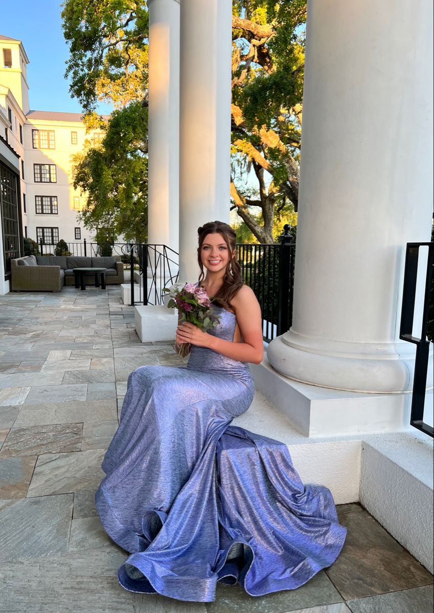Elegant Purple Mermaid One-Shoulder Sparkling Satin Long Prom & Evening Dress Bridesmaid Dress - View 6 | FashionDia