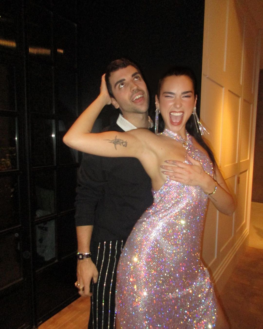 Colorful Sequined Backless Halter Neck Irregular Party Birthday Dress - View 3 | FashionDia