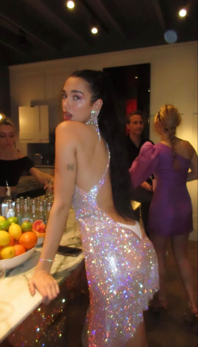 Colorful Sequined Backless Halter Neck Irregular Party Birthday Dress - View 5 | FashionDia