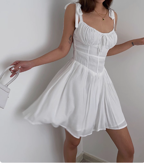 Gentle White Strap A-Line Mini 17th Birthday Homecoming Dress - FashionDia
