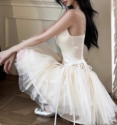 Elegant Ballet Style Strapless Tulle A-Line Birthday Short Skirt Homecoming Dress - FashionDia